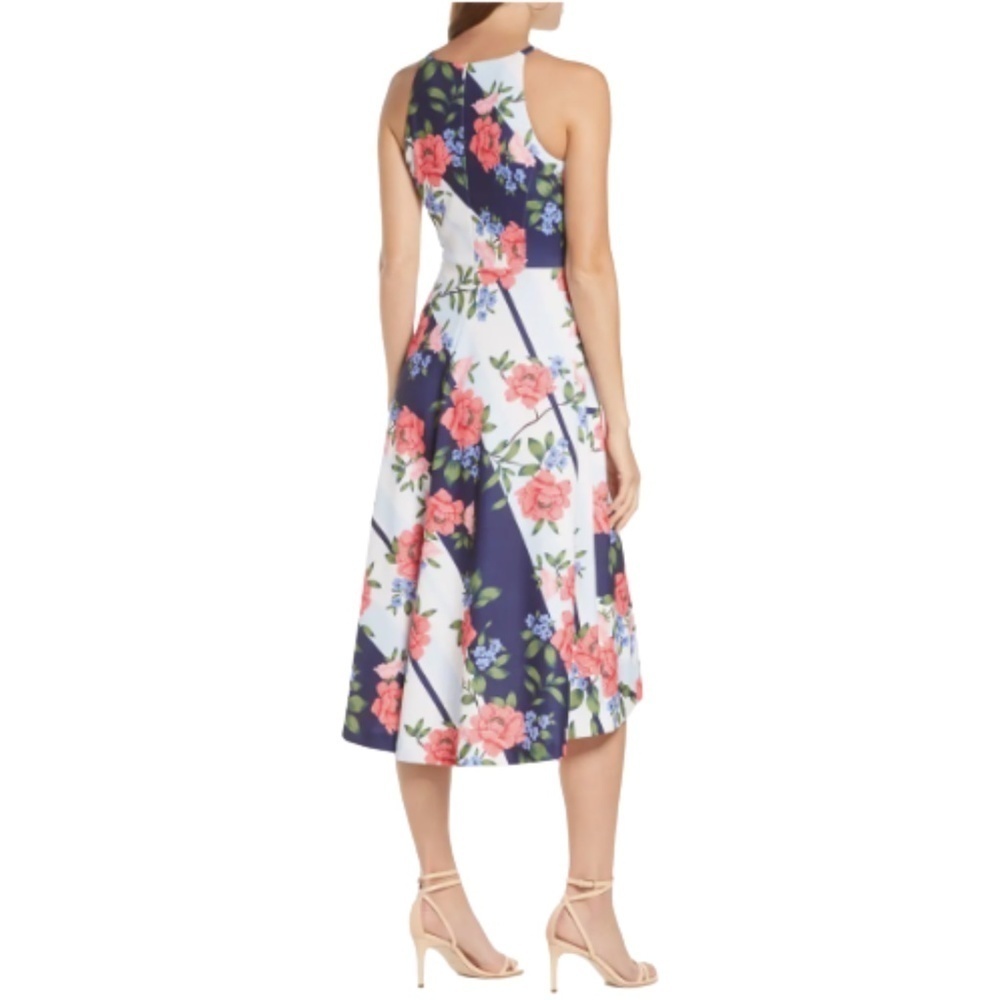 NWT Vince Camuto Floral Halter Neck A-Line Midi Dress Sz. 12 - Picture 4 of 6